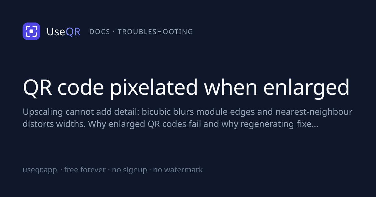 QR code pixelated when enlarged · UseQR