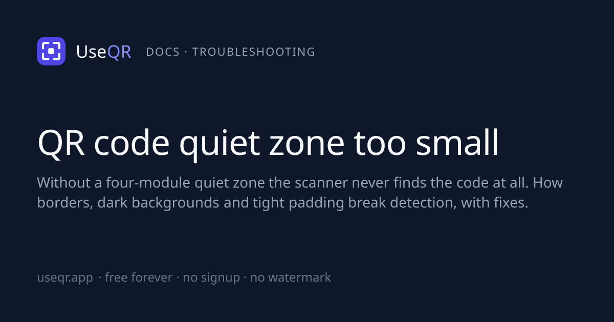 QR code quiet zone too small · UseQR