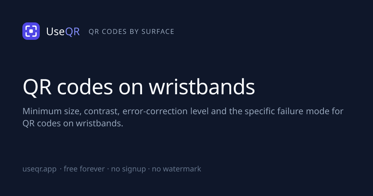 QR codes on wristbands · UseQR